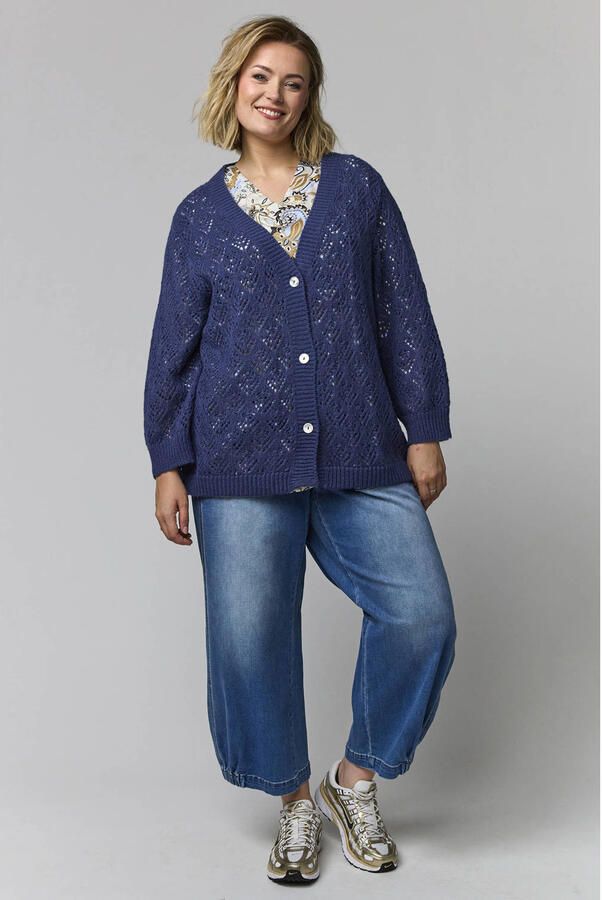 Gozzip gebreid vest met wol donkerblauw - Foto 2