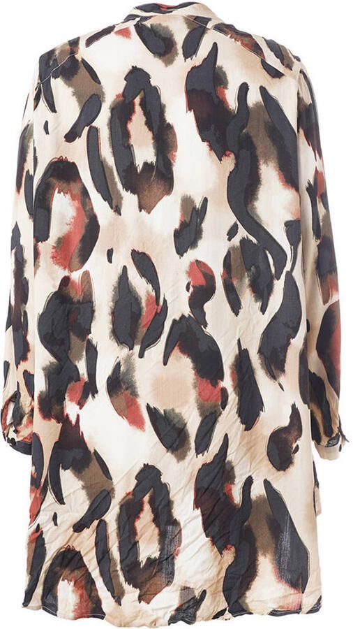Gozzip Plus Size blouse met print zand zwart oranje - Foto 2