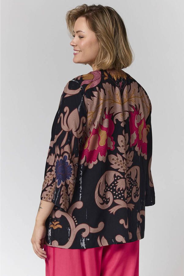 Gozzip Plus Size blouse met print zwart roze blauw - Foto 2
