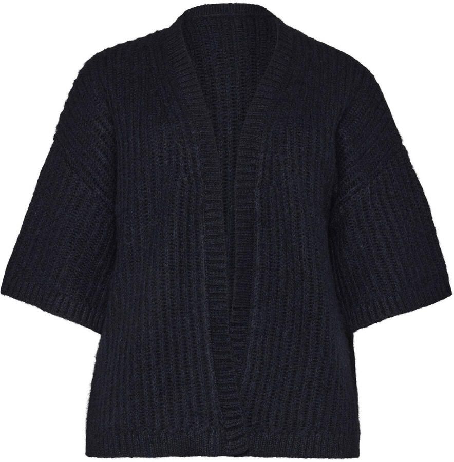 Gozzip Plus Size gebreid vest met wol donkerblauw - Foto 2