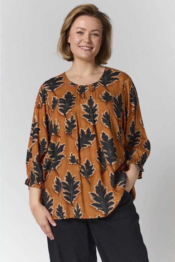 Gozzip top met print oranje zwart