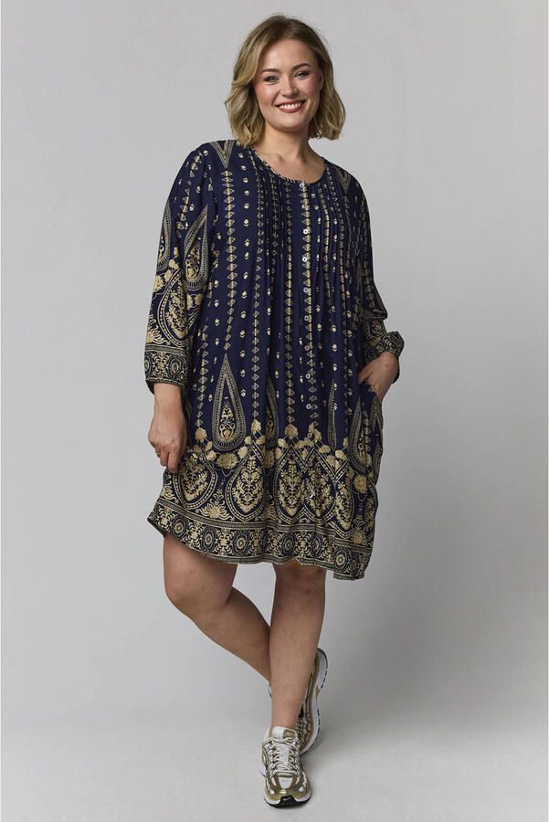Gozzip tuniek Plus Size met print donkerblauw