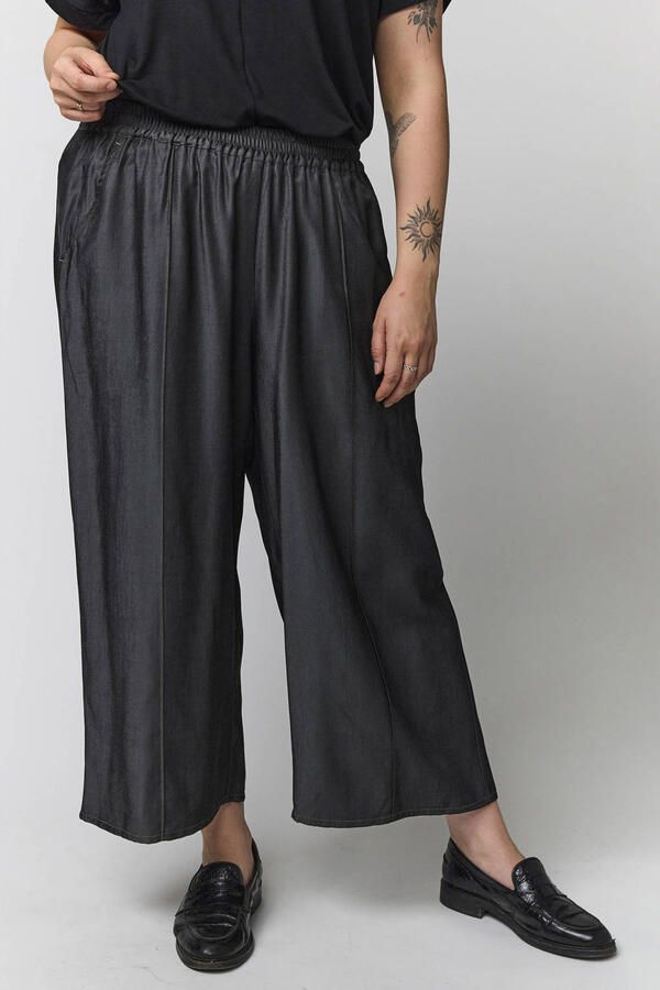 Gozzip wide leg broek zwart