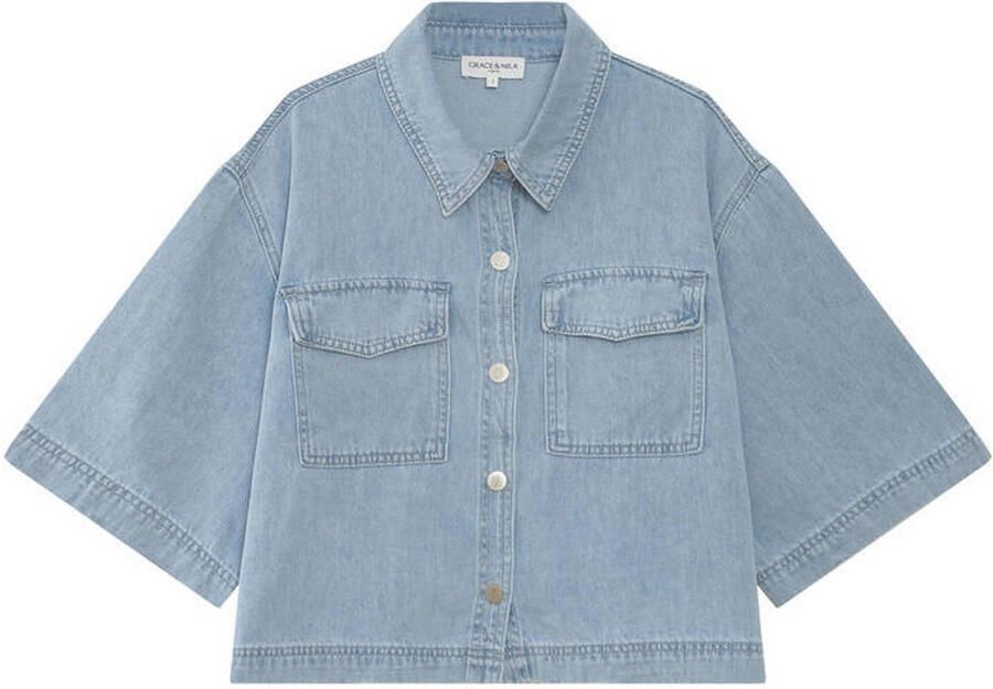 Grace & Mila blouse light blue denim - Foto 2