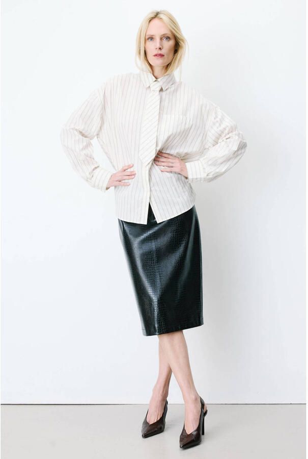 Grace & Mila blouse met krijtstreep ecru
