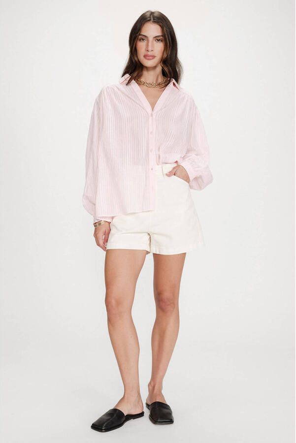 Grace & Mila blouse met krijtstreep lichtroze