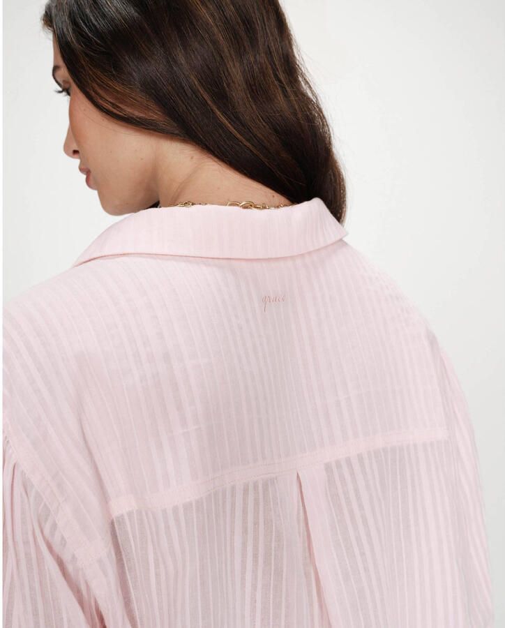 Grace & Mila blouse met krijtstreep lichtroze - Foto 2