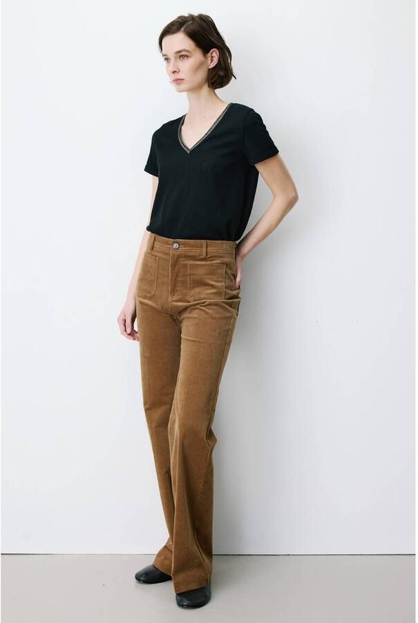 Grace & Mila corduroy flared broek camel - Foto 2