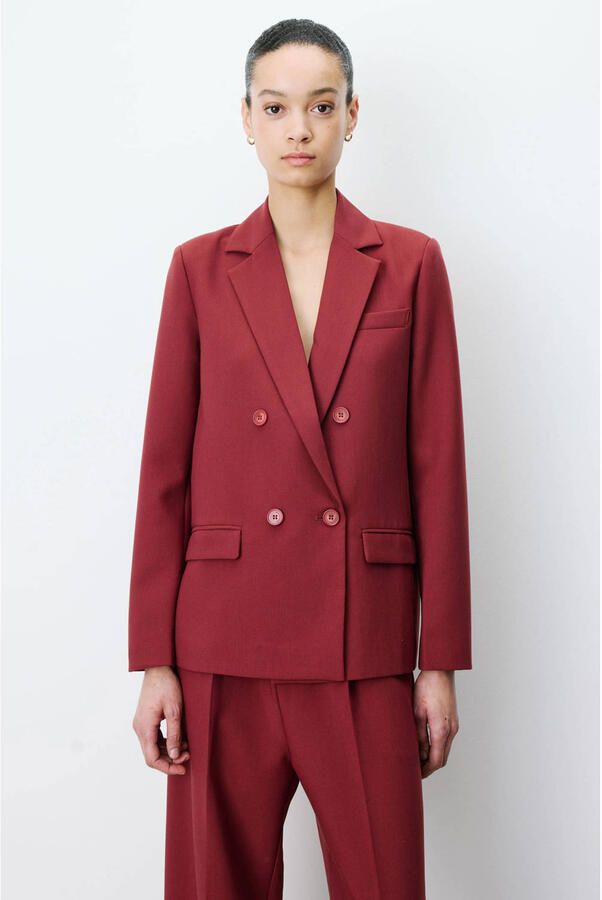 Grace & Mila double breasted blazer donkerrood - Foto 5