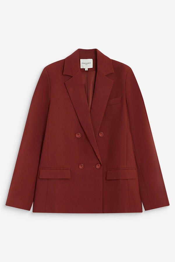 Grace & Mila double breasted blazer donkerrood - Foto 7