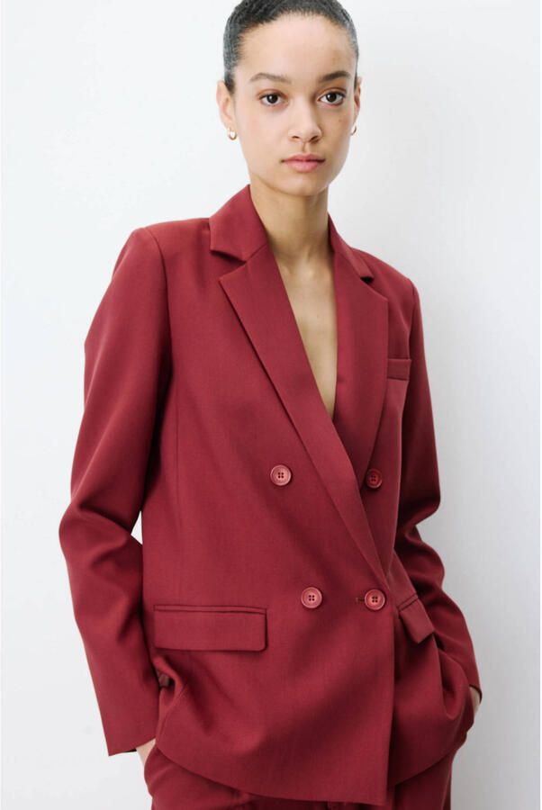 Grace & Mila double breasted blazer donkerrood - Foto 6