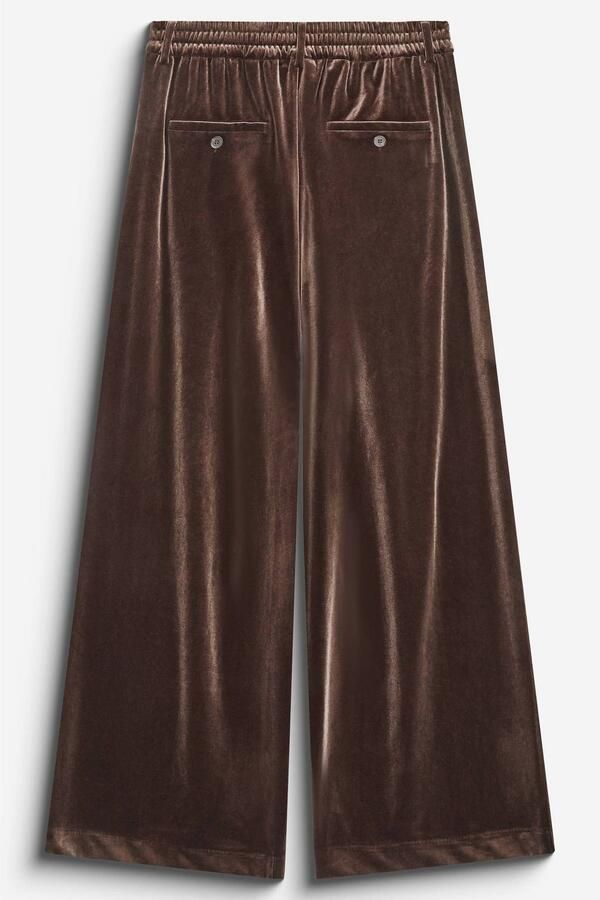 Grace & Mila fluwelen loose fit pantalon met plooien bruin - Foto 3