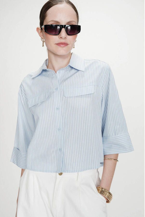 GRACE & MILA Dames Tops & T-shirts Ss2617082 Lichtblauw - Foto 5
