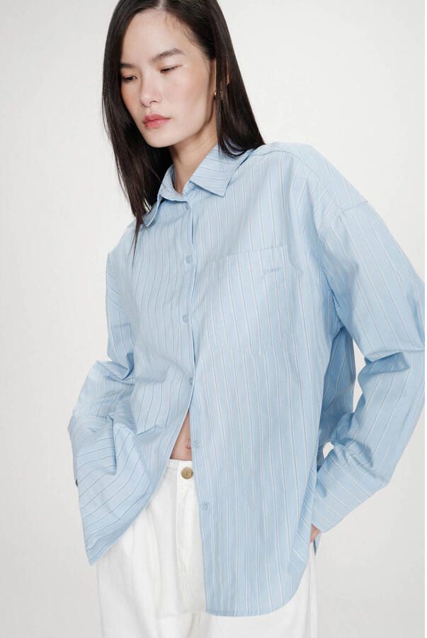 Grace & Mila gestreepte blouse lichtblauw