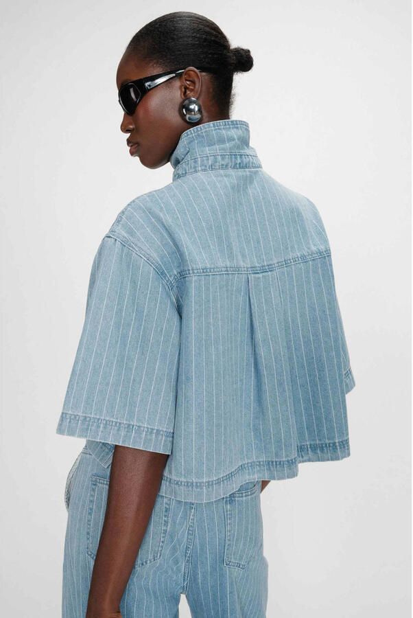 Grace & Mila gestreepte blouse medium blue denim - Foto 2