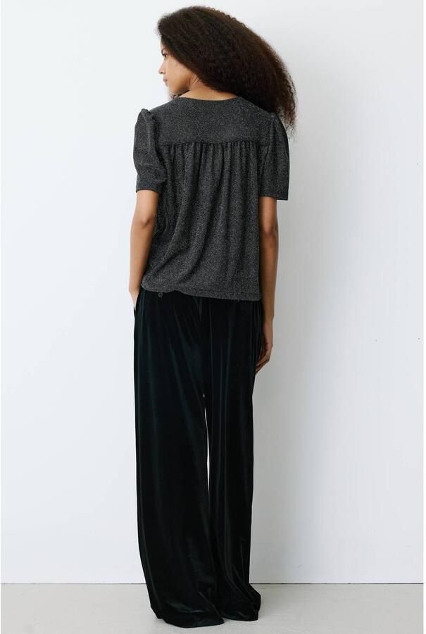 Grace & Mila glitter top met glitters zwart zilver - Foto 2