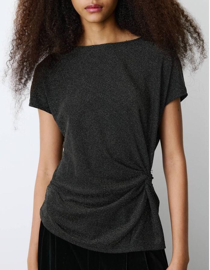 Grace & Mila glittertop zwart goud
