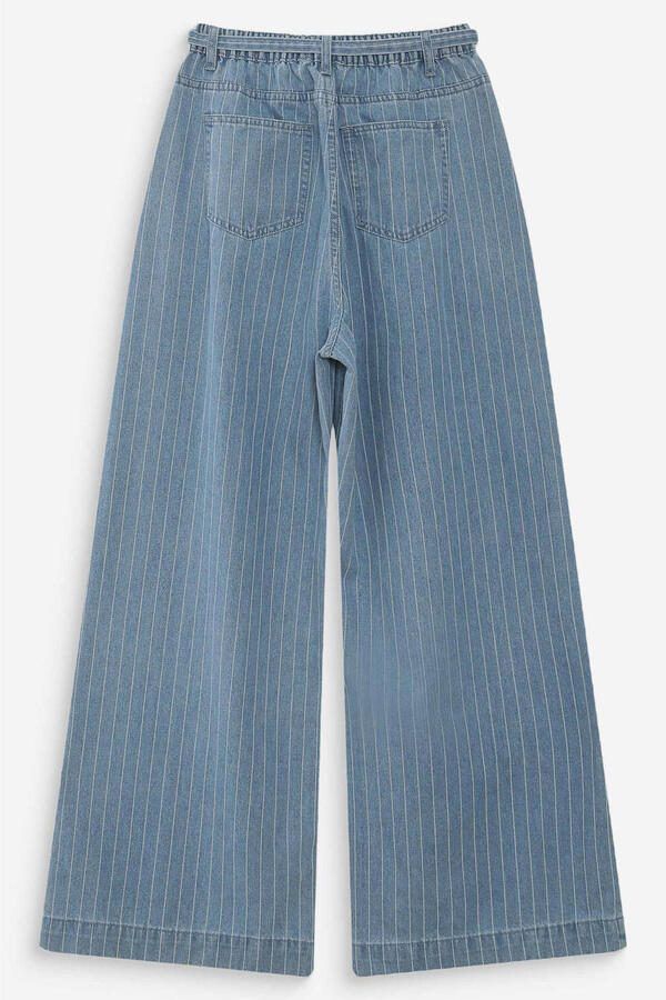 Grace & Mila high waist gestreepte wide leg jeans medium blue denim - Foto 6