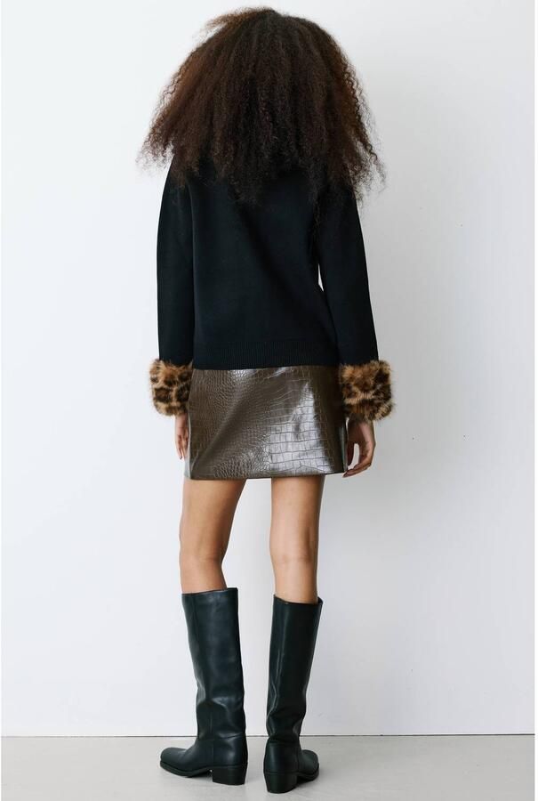 Grace & Mila imitatieleren mini rok bruin - Foto 2