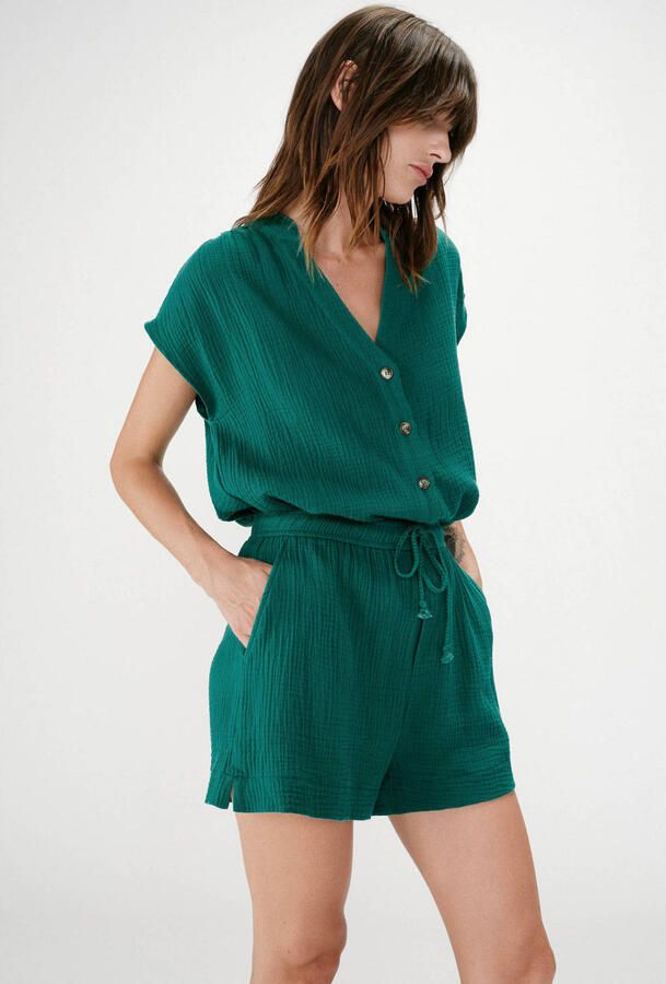 Grace & Mila regular high waist casual short donkergroen
