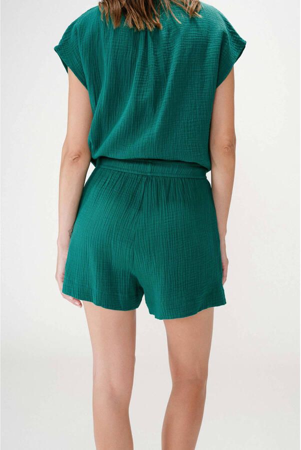 Grace & Mila regular high waist casual short donkergroen - Foto 2