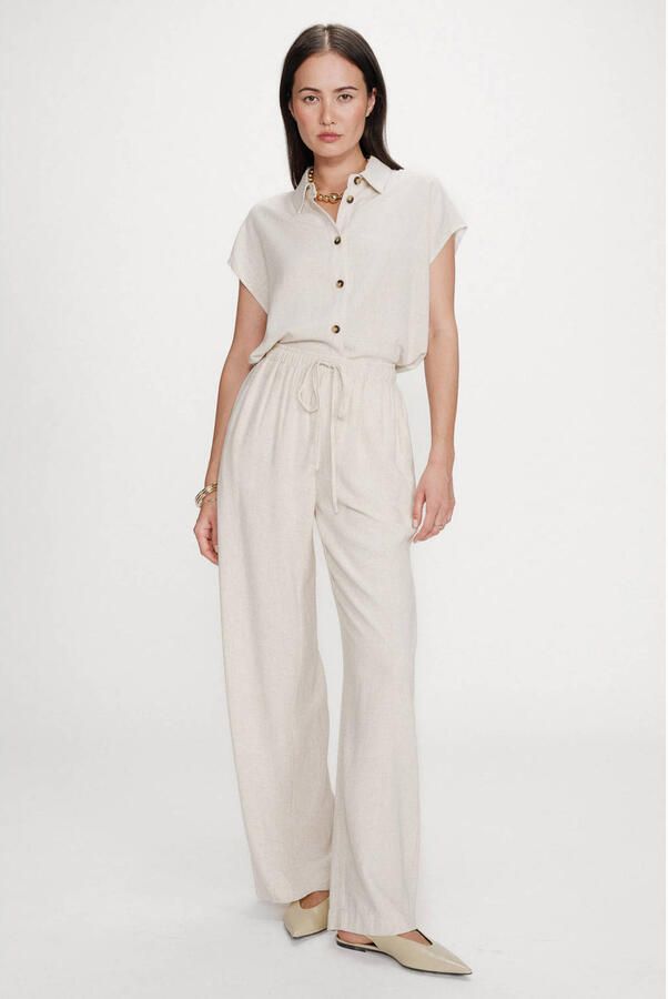 Grace & Mila relaxed regular waist casual broek beige - Foto 6