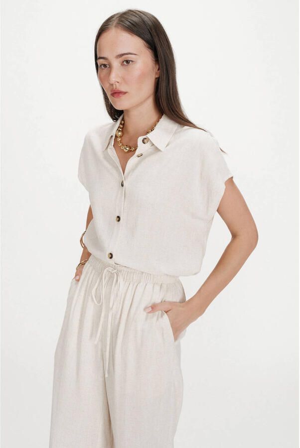 Grace & Mila relaxed regular waist casual broek beige - Foto 7