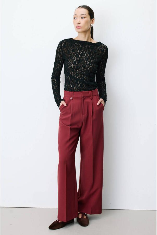 Grace & Mila straight leg broek donkerrood