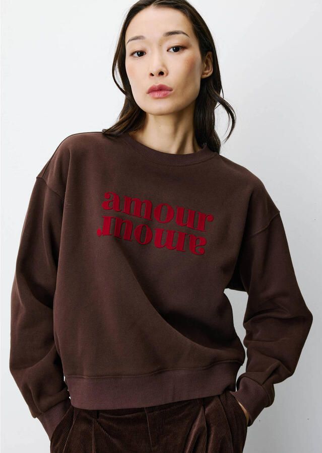 Grace & Mila sweater met tekst bruin rood