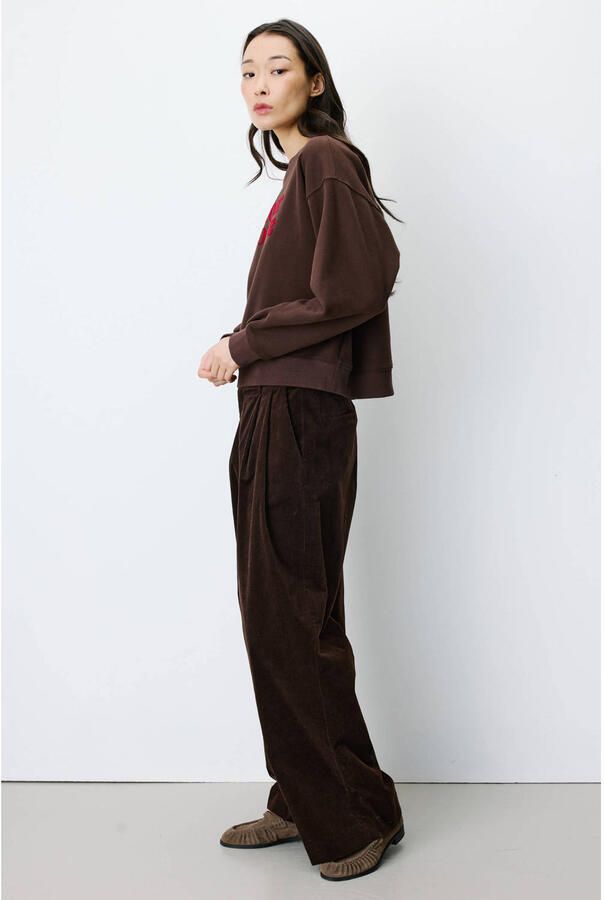 Grace & Mila sweater met tekst bruin rood - Foto 2
