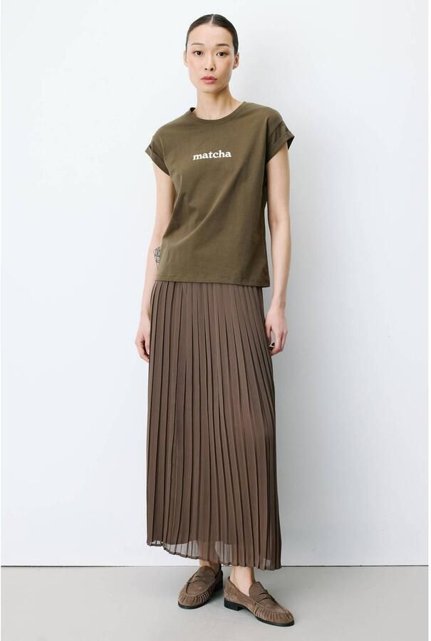 Grace & Mila T-shirt met tekst kakigroen