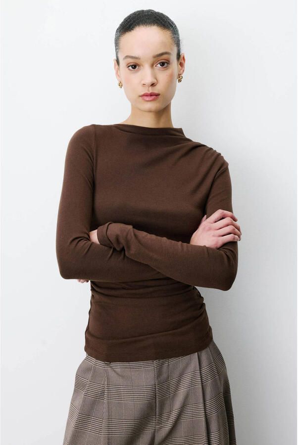 GRACE & MILA Dames Tops & T-shirts Top Bruin