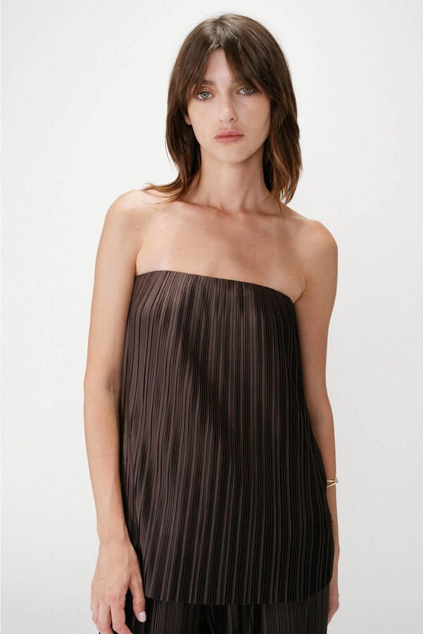 Grace & Mila top met textuur bruin