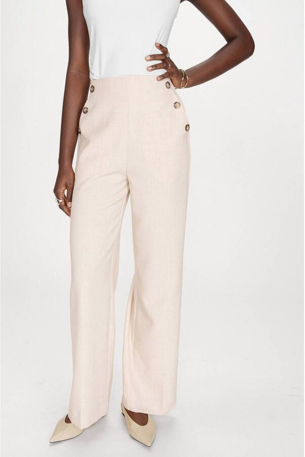 Grace & Mila wide leg high waist pantalon beige - Foto 4
