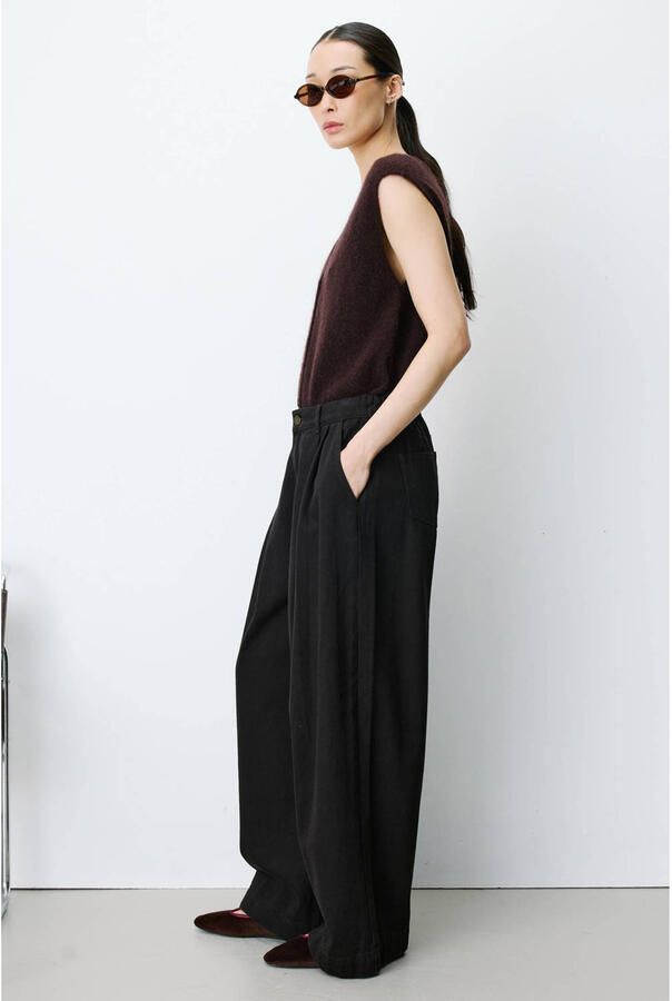 Grace & Mila wide leg jeans donkerbruin
