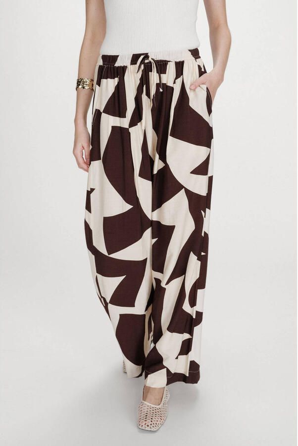 Grace & Mila wide leg regular waist casual broek donkerbruin - Foto 5