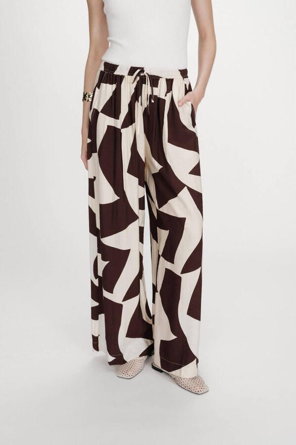 Grace & Mila wide leg regular waist casual broek donkerbruin - Foto 6