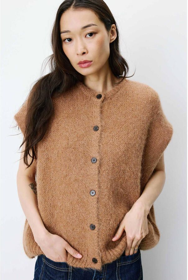 Grace & Mila wollen gebreid vest camel