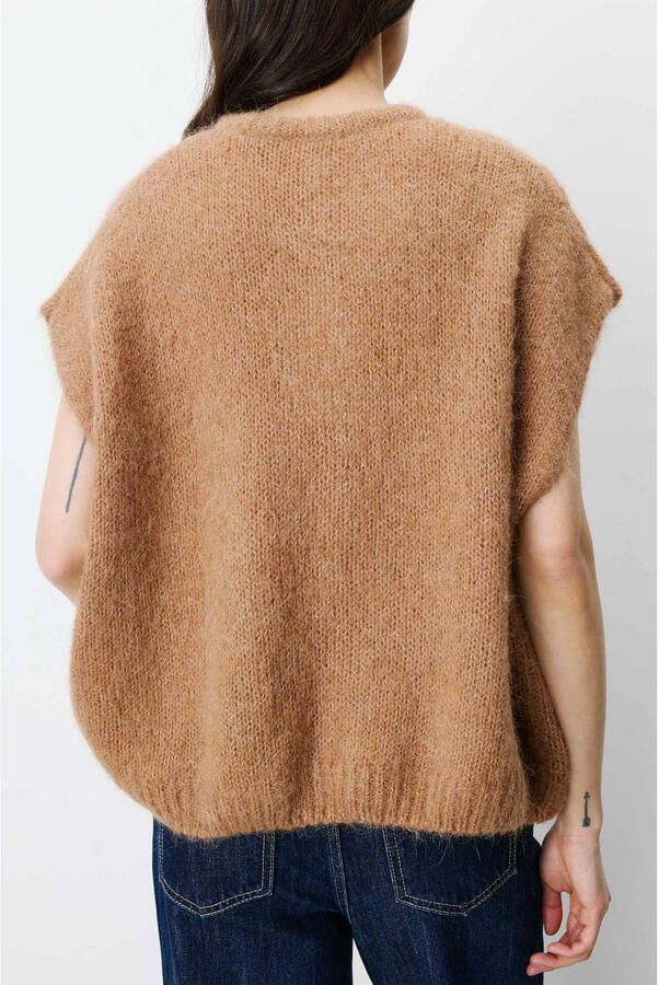 Grace & Mila wollen gebreid vest camel - Foto 3