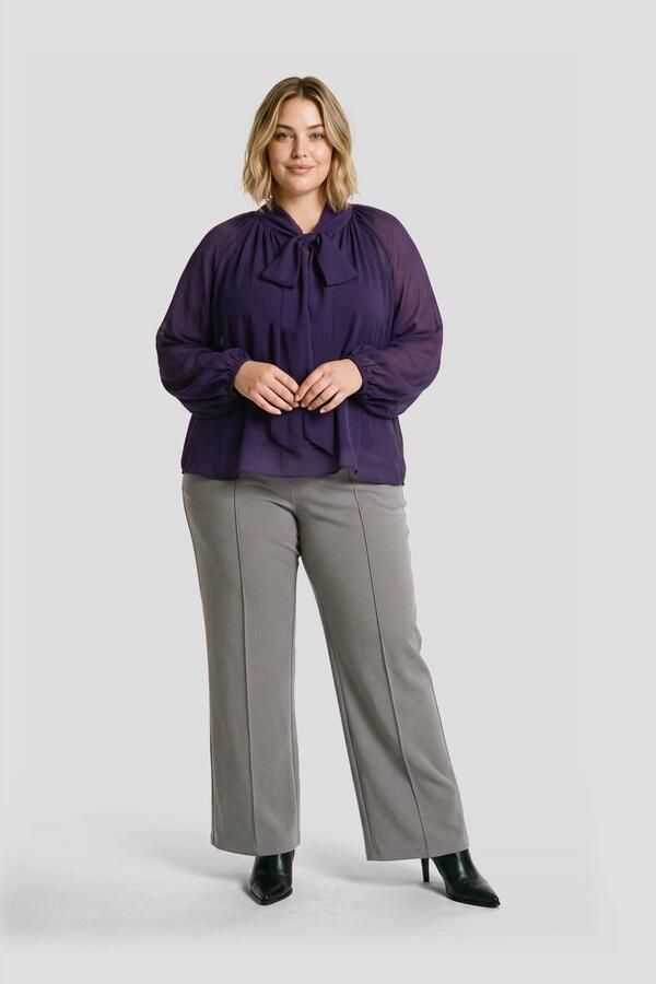 GREAT LOOKS blouse met sjaaldetail paars - Foto 2