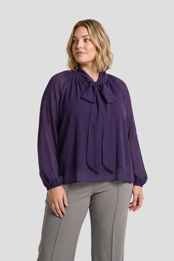 GREAT LOOKS blouse met sjaaldetail paars