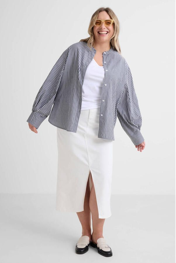 GREAT LOOKS blouse met strepenprint zwart wit - Foto 3
