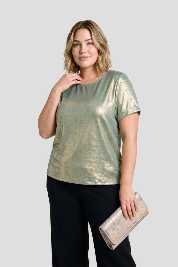 GREAT LOOKS blousetop groen goud