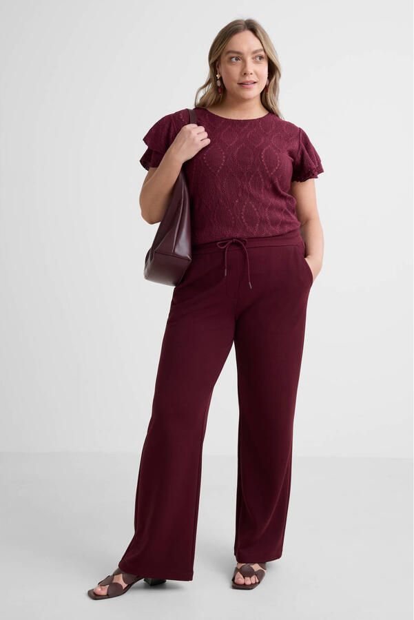 GREAT LOOKS broderie top met ruches bordeauxrood - Foto 3