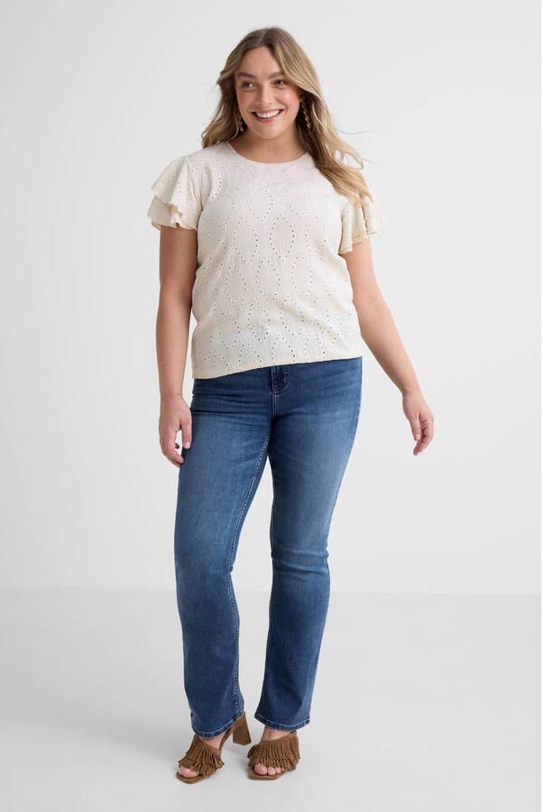 GREAT LOOKS broderie top met ruches off-white - Foto 3