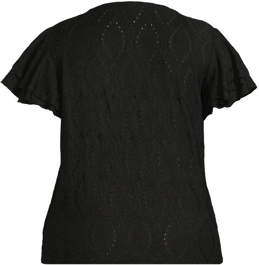 GREAT LOOKS broderie top met ruches zwart - Foto 2