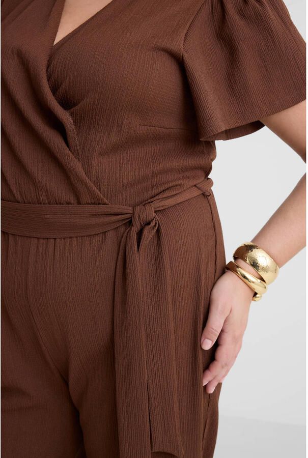 GREAT LOOKS crinkle jumpsuit bruin - Foto 2