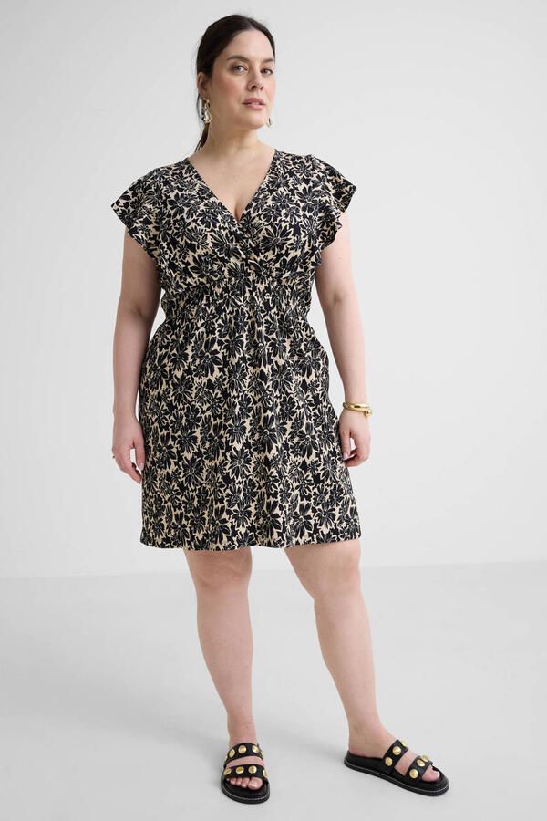 GREAT LOOKS crinkle jurk met bloemenprint
