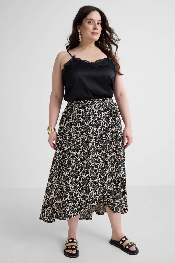 GREAT LOOKS crinkle maxi wikkelrok met bloemenprint