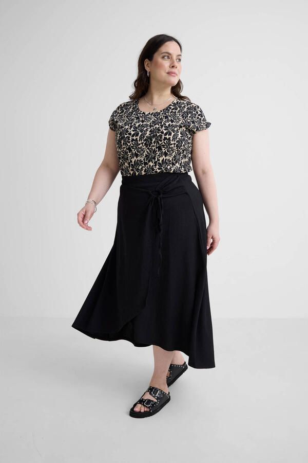 GREAT LOOKS crinkle maxi wikkelrok zwart